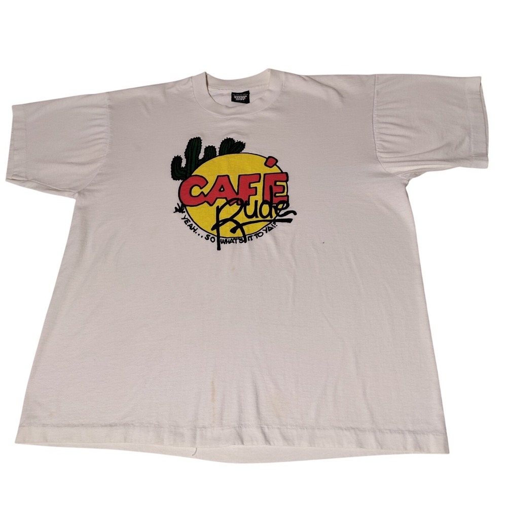 Cafe Rude T-Shirt Size XL Screen Stars Best Made in USA - Imperfect, Stains